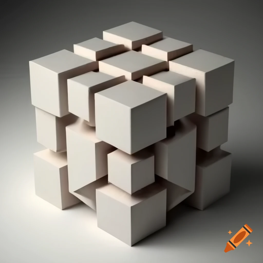 Abstract cube prototype model for contemporary art museum