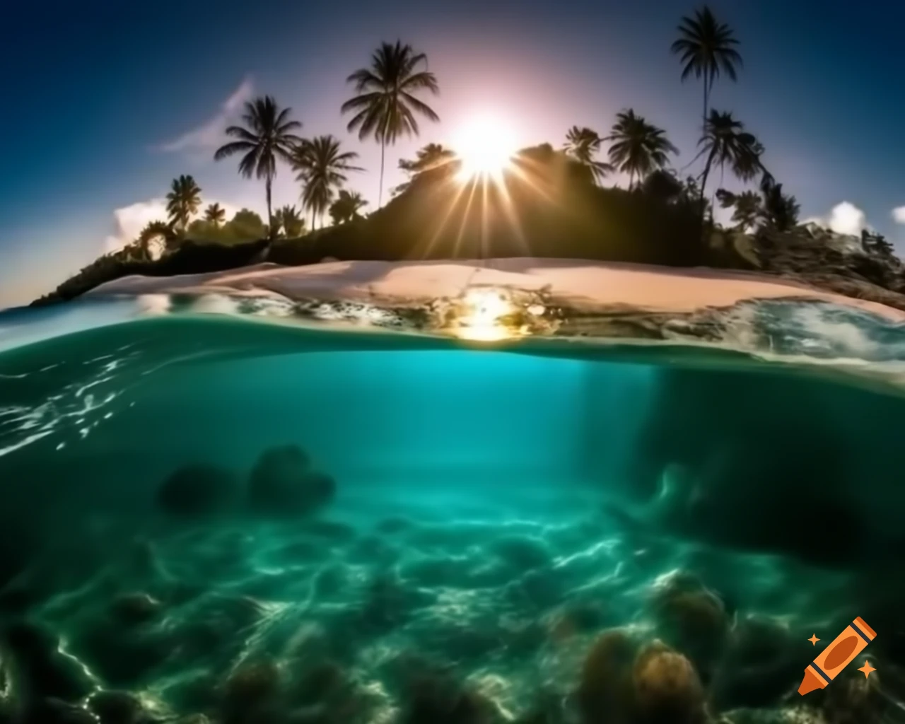 Breathtaking beach landscape with golden sand