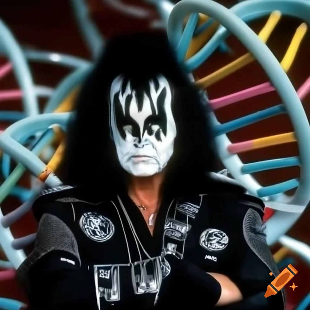 Gene Simmons represented as a DNA strand