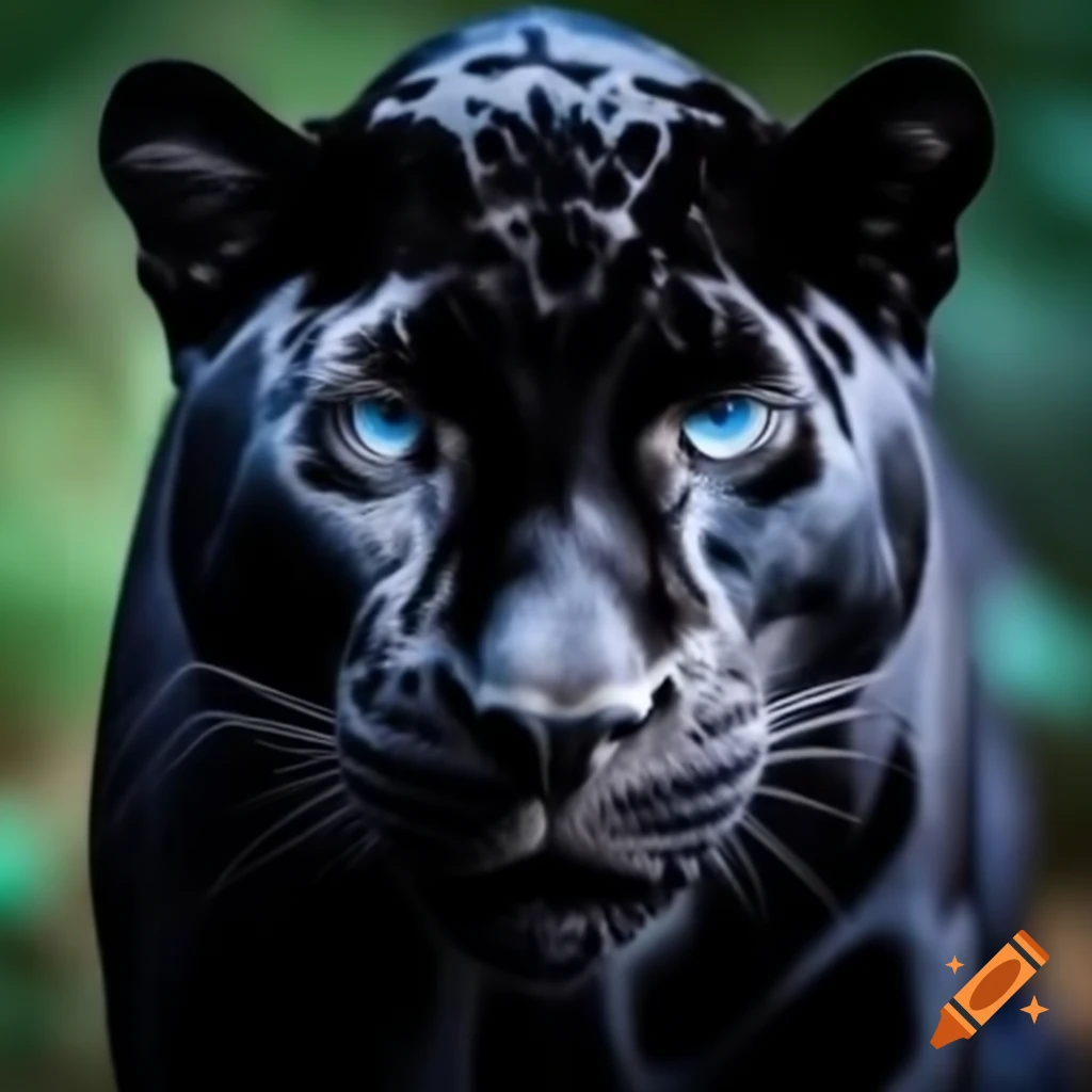 Fierce black panther with striking blue eyes