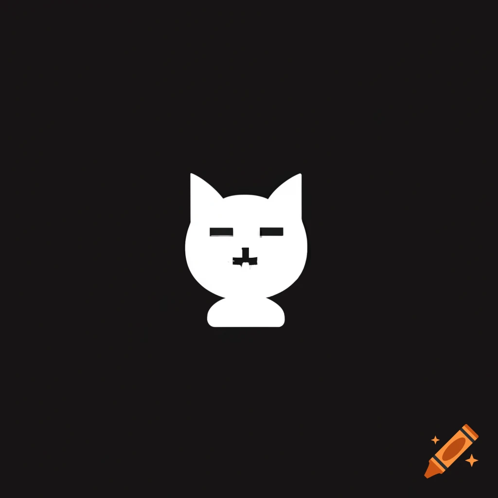 Minimalist cat theft icon in black and white for board game
