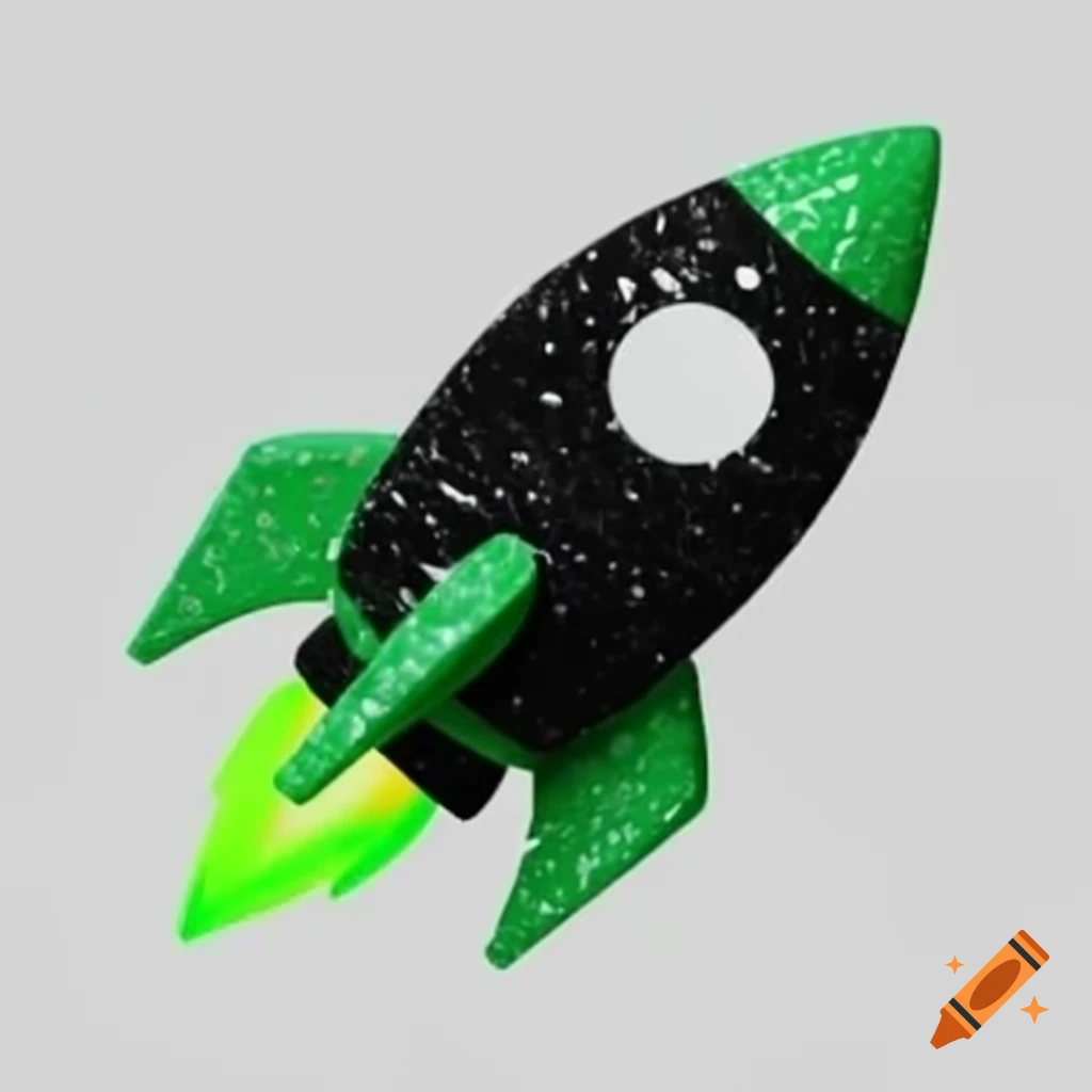 Black and green glitter rocket