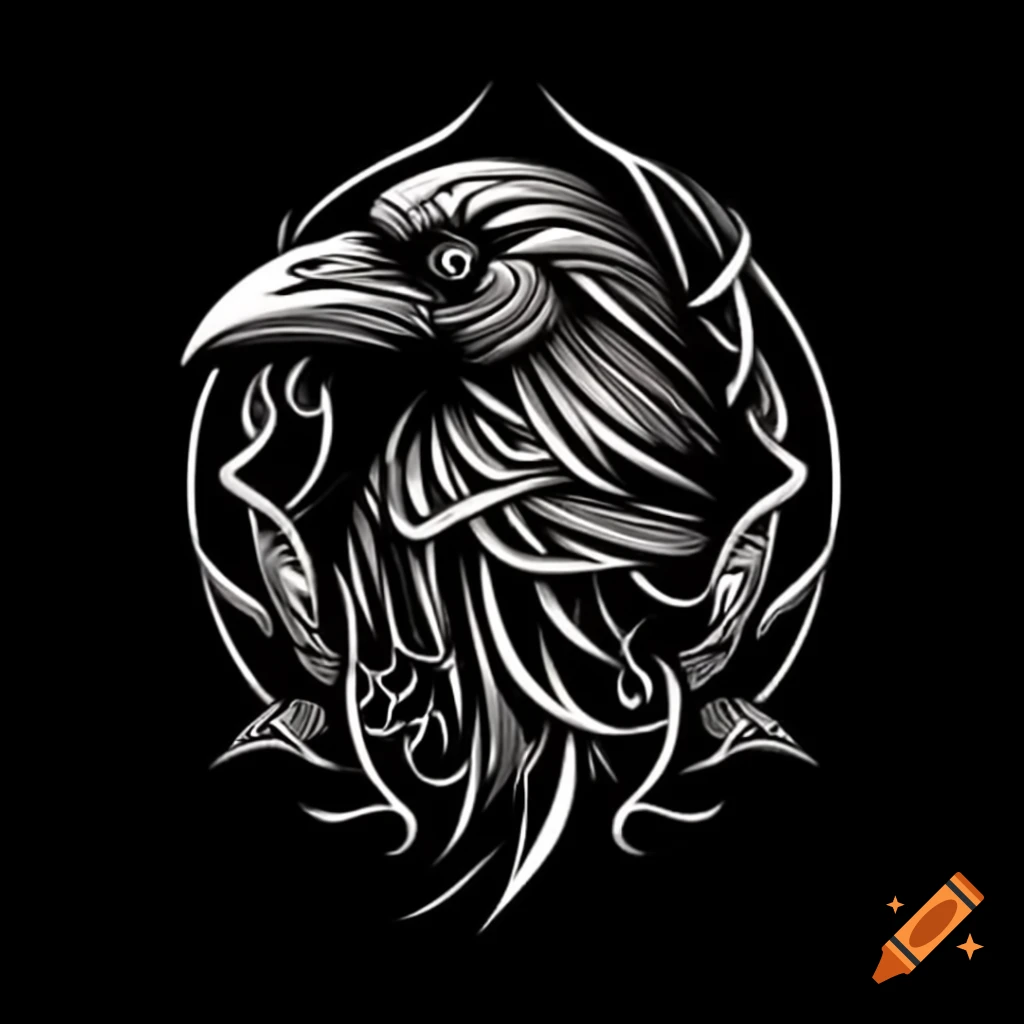 Tattoo design featuring a viking crow