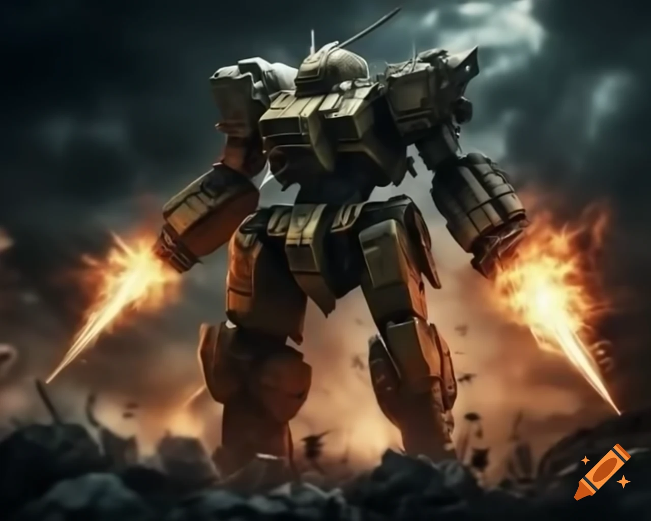 Mecha explosion scene