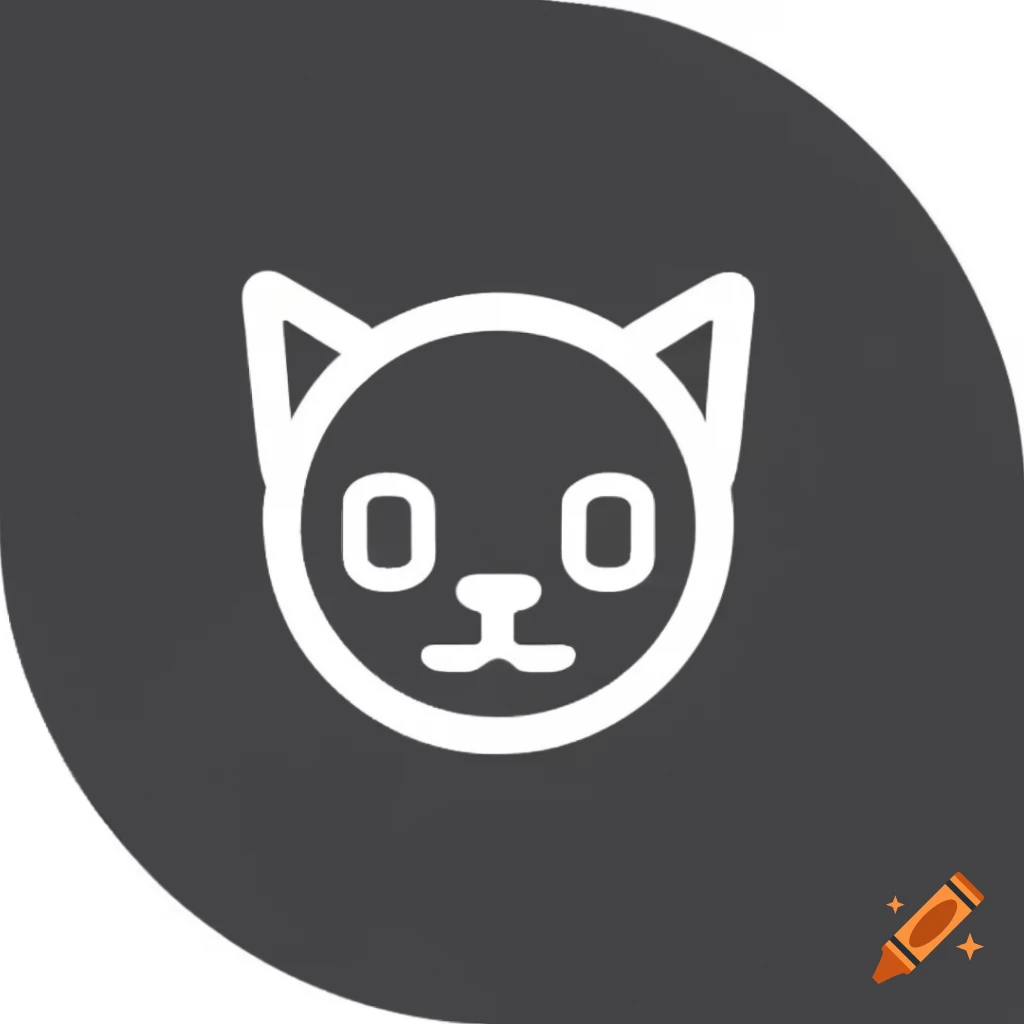 Minimalist cat theft icon in black and white for board game
