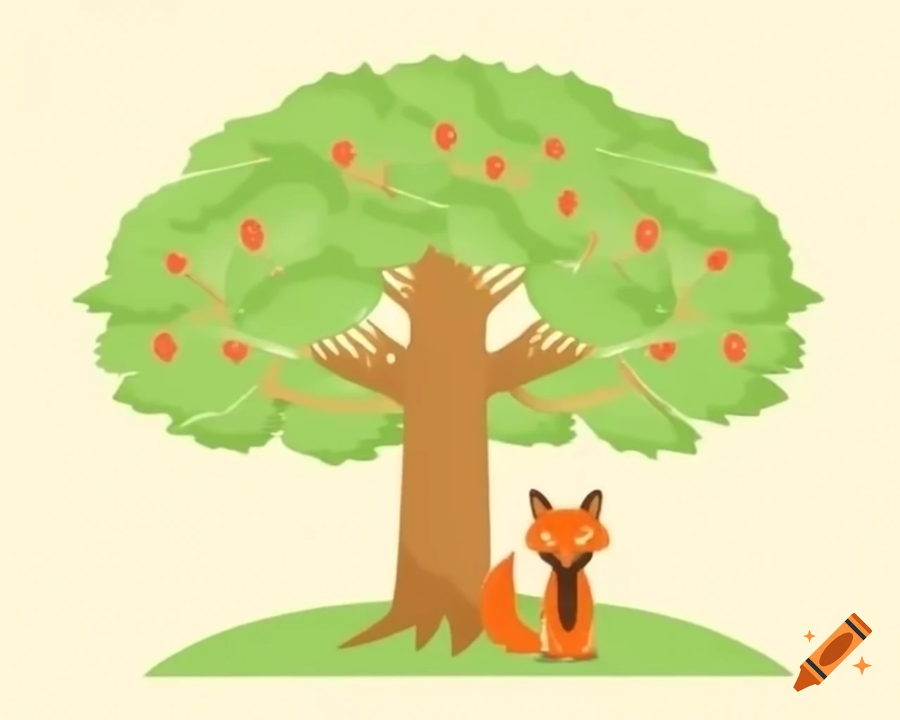 Giant tree overlooking a small fox