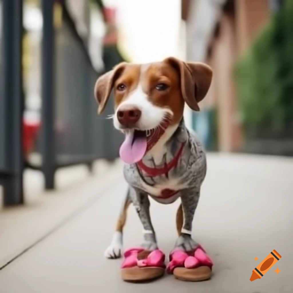 Dog wearing sandals