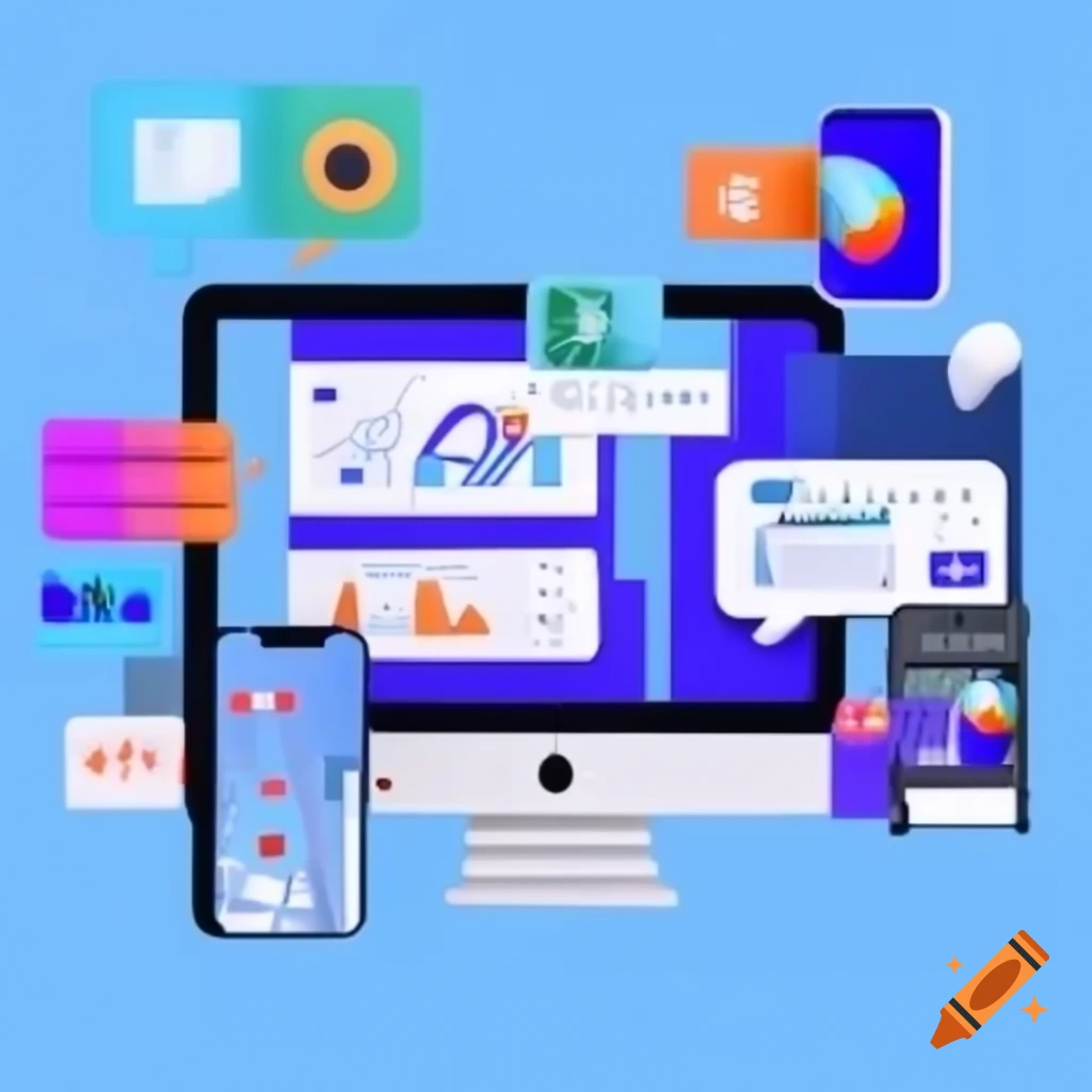 Collage showcasing C# applications: 2D game scene, data analytics dashboard, interactive website