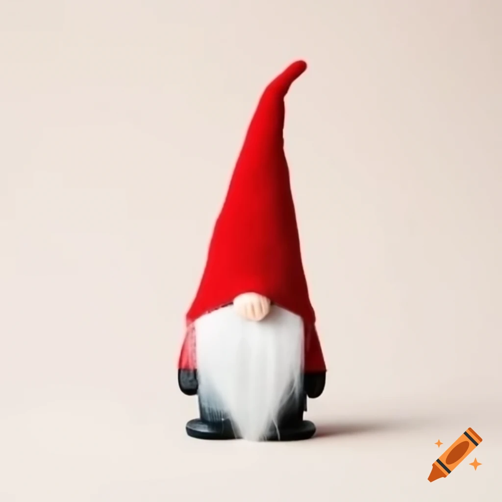Basic Christmas gnome with red hat and white hair on blank background