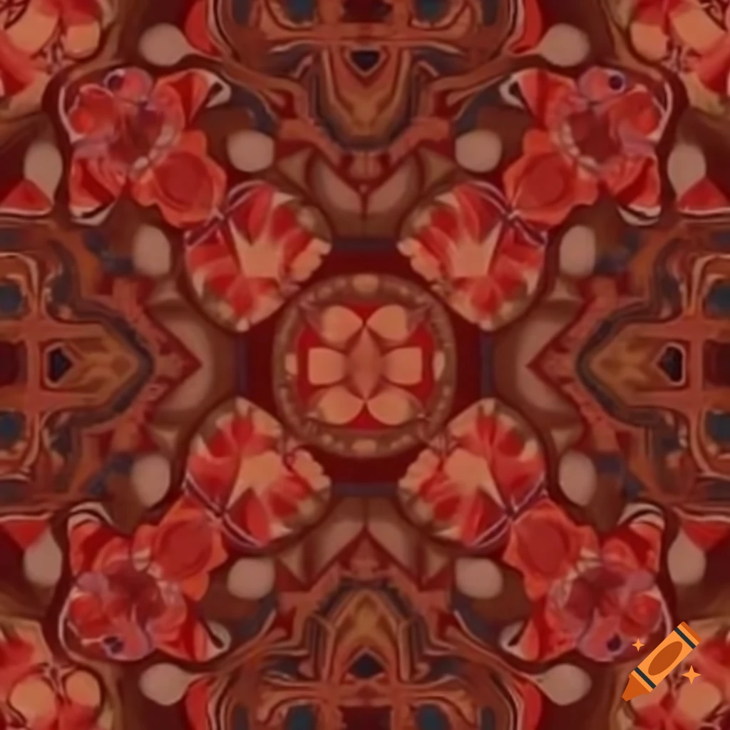 Antique paisley pattern in red tones with swirling shapes for pillow cover design