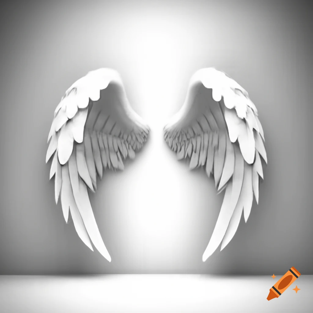 Photorealistic white angel wings