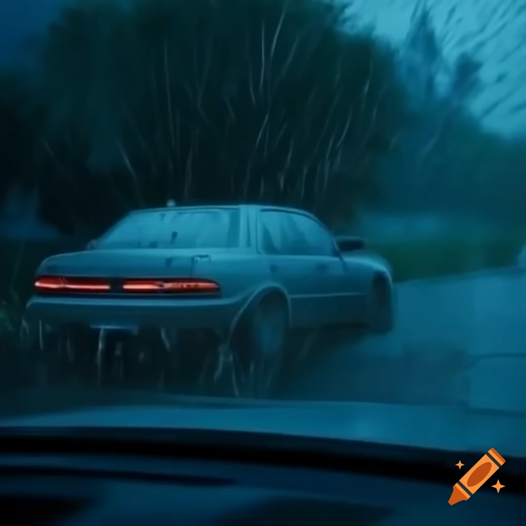 Car driving in the rain