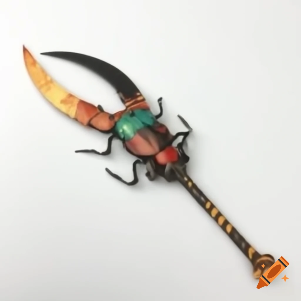 Insect beetle themed short sword weapon blade on white background