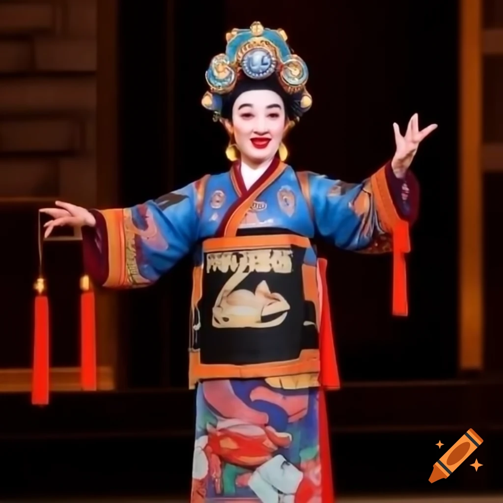 Peking opera singer performing as Thomas the Tank Engine