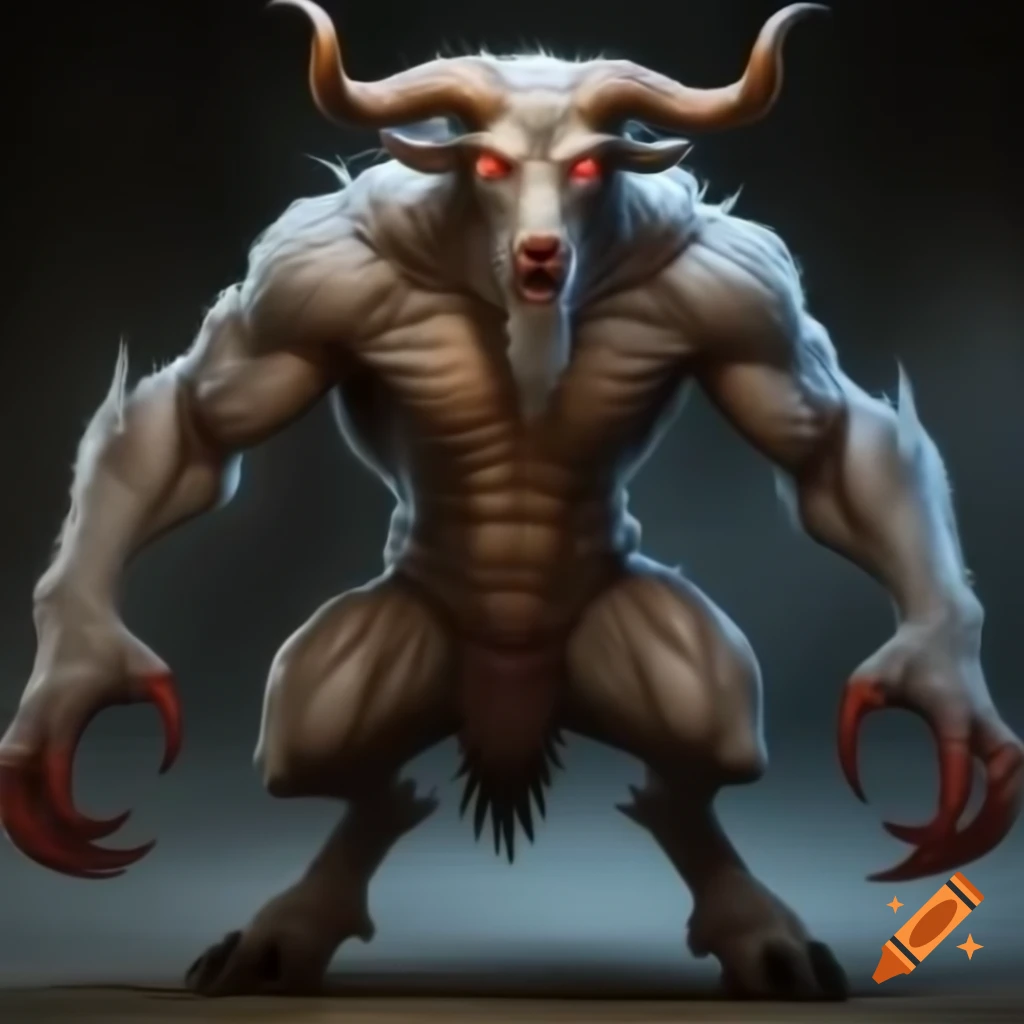 Goat-headed demon with large horns and muscular build