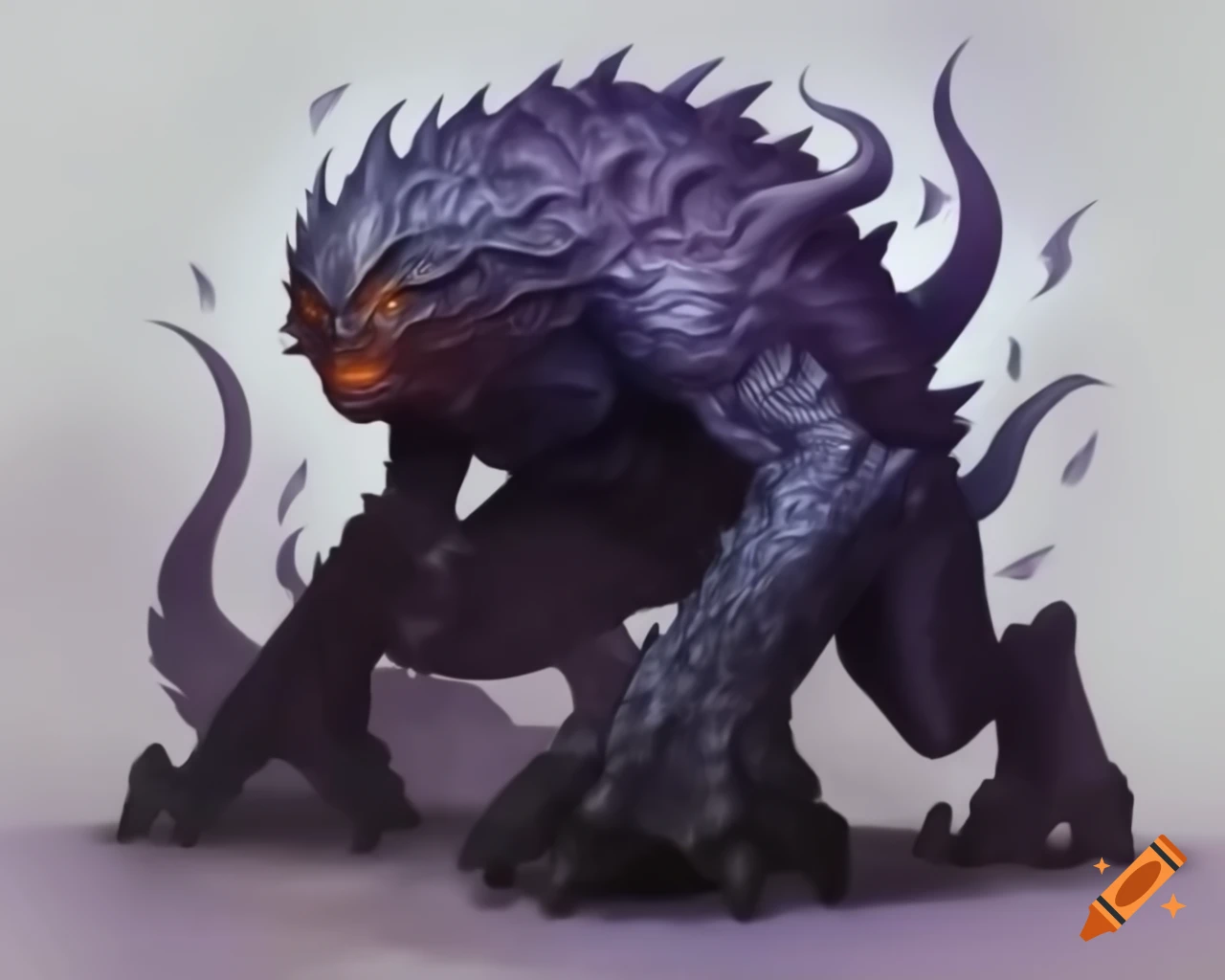 Dark fantasy monster depicted in watercolor style