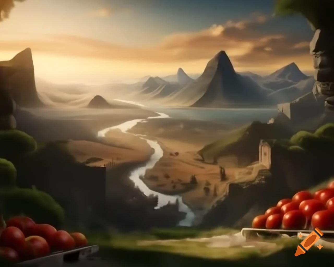 Legend of a valley surrounded by ripe tomatoes, guarded by mountains