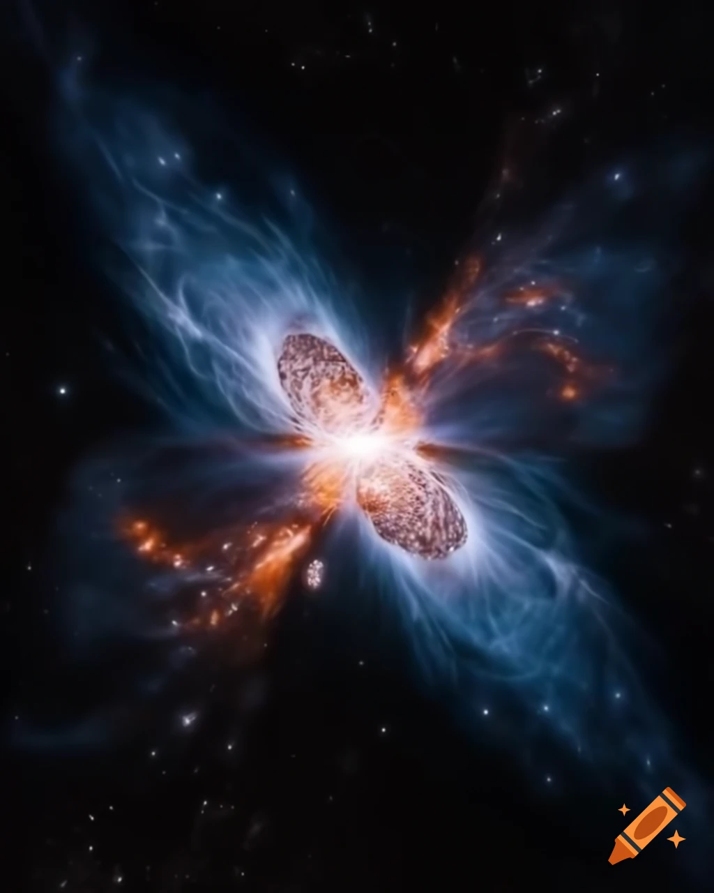 Galactic explosion depicting cosmic forces