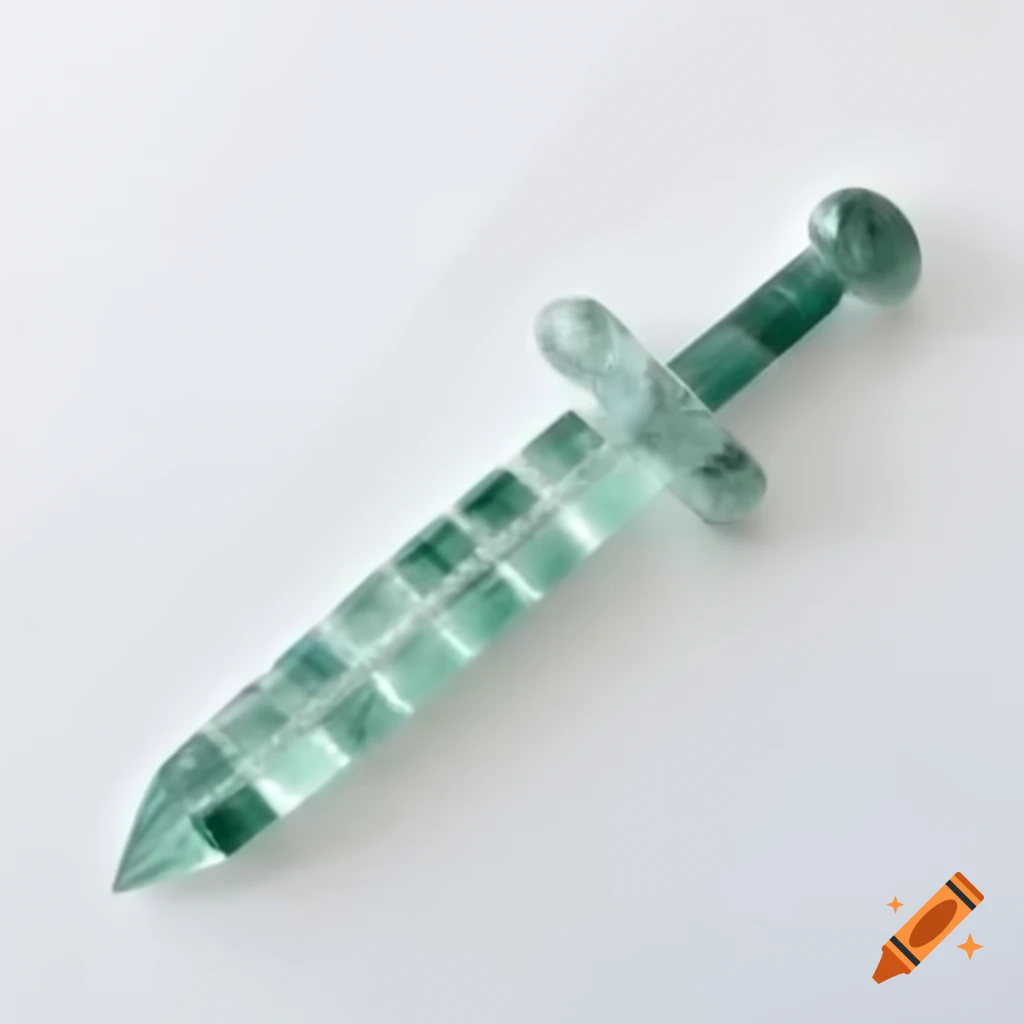 Mineral crystal short sword on a white background
