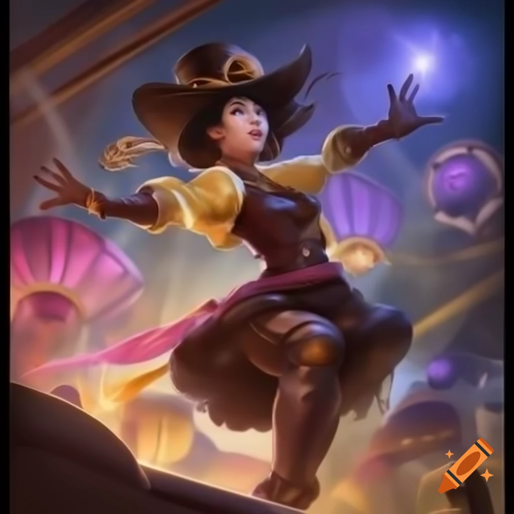 Steampunk-inspired East Asian female character resembling Princess Belle in a high kick stance