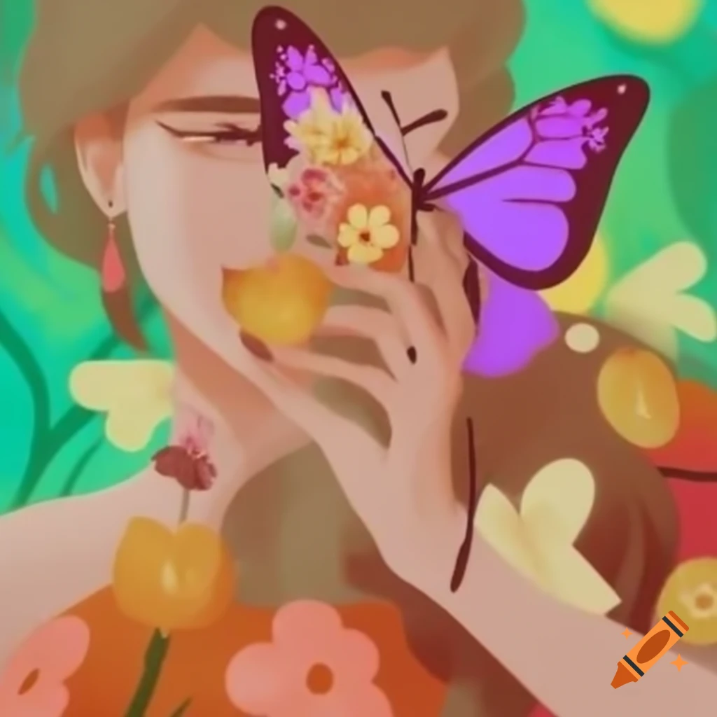 Butterflies intertwining around a flower in a romantic scene