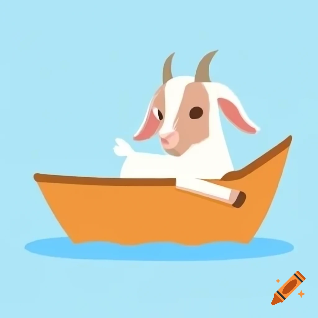 Goat sitting in a boat illustration