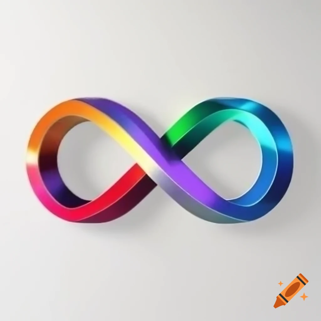 Colorful metallic infinity sign with geometric design