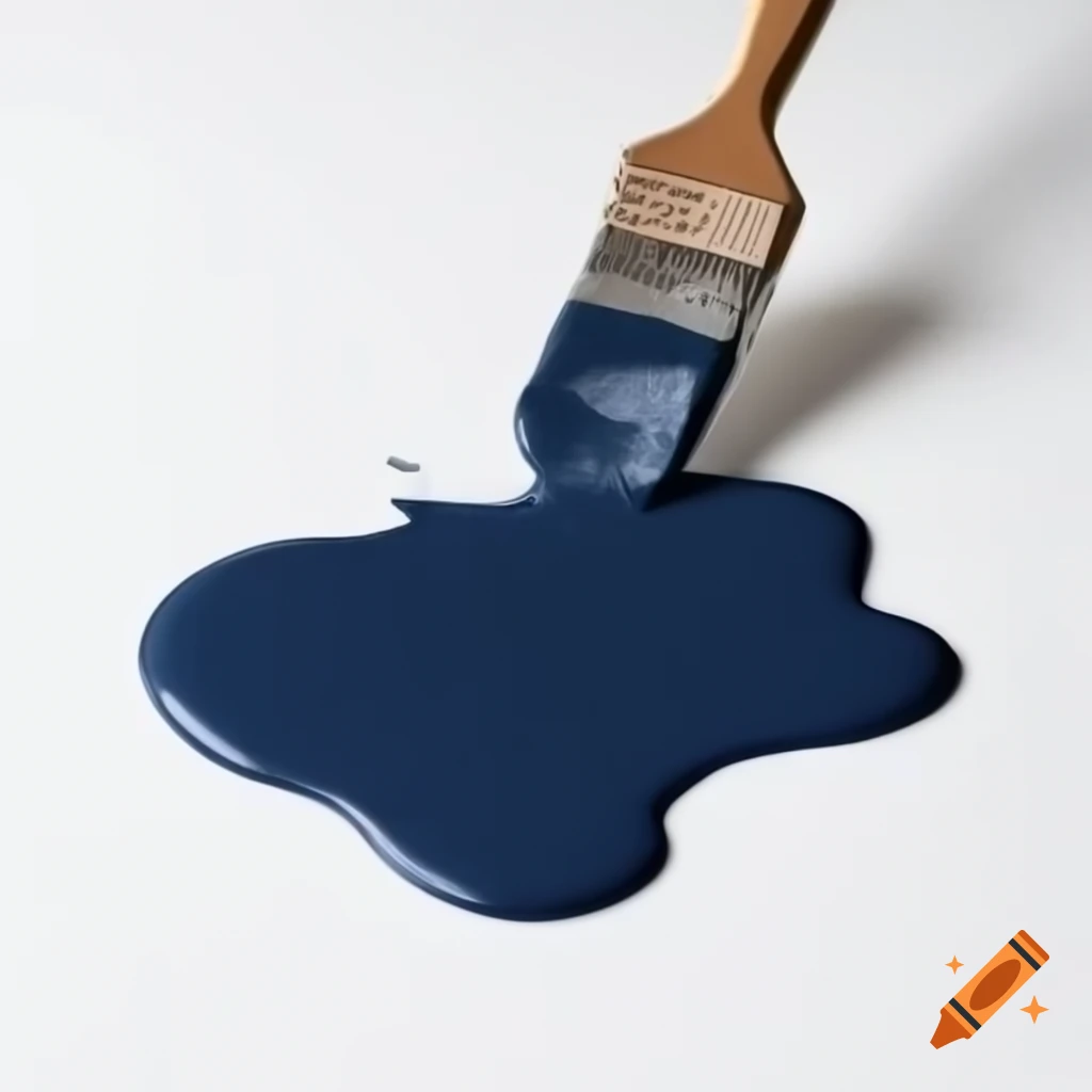 Navy paint spill on plain white background