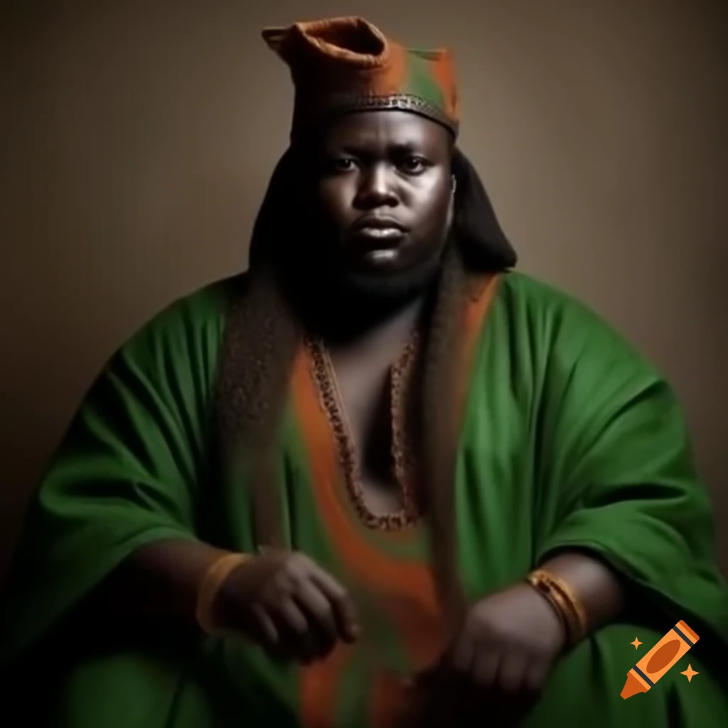 Friendly African male wizard in green robes and traditional clothing