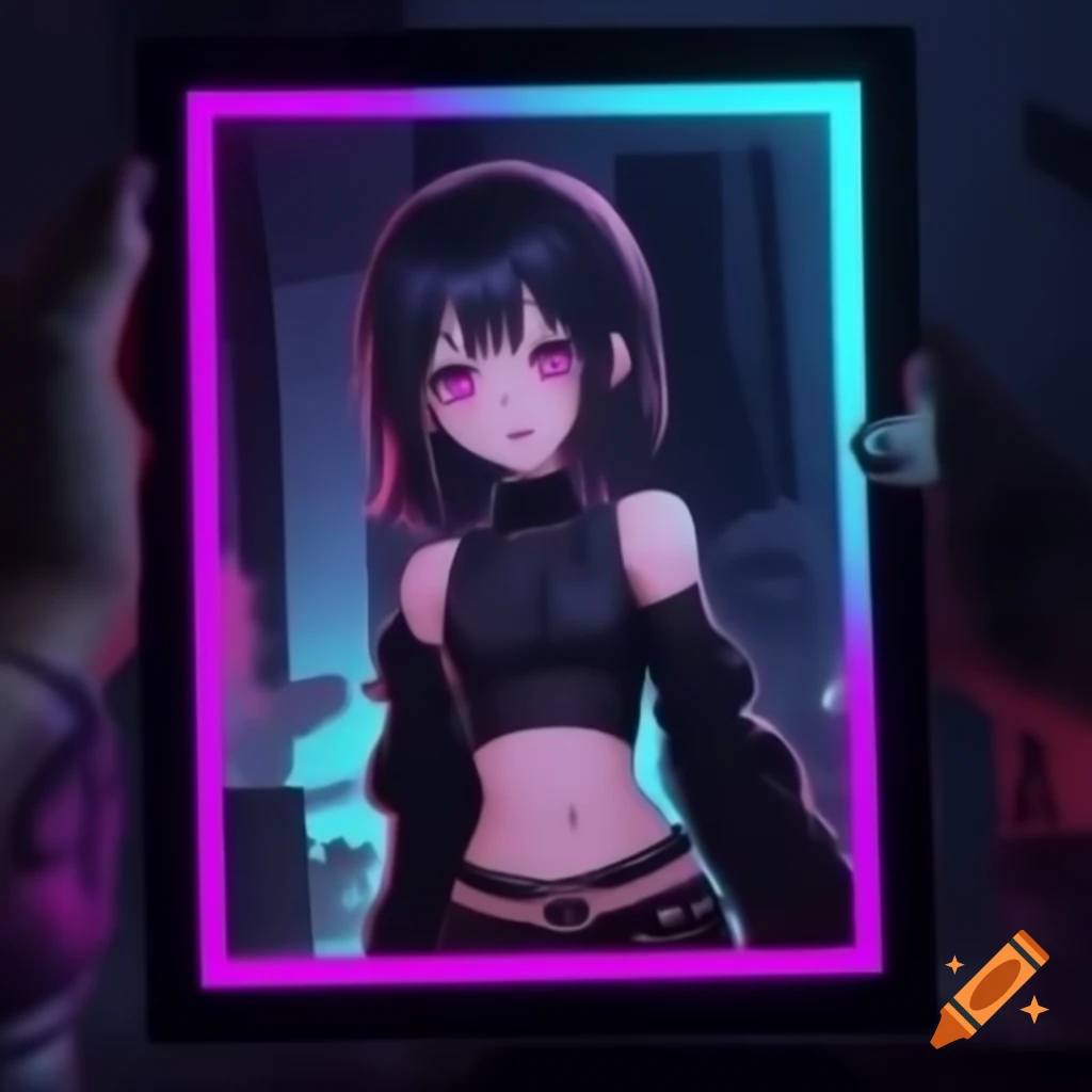 Punk-inspired young woman in dystopic fashion with midriff exposed