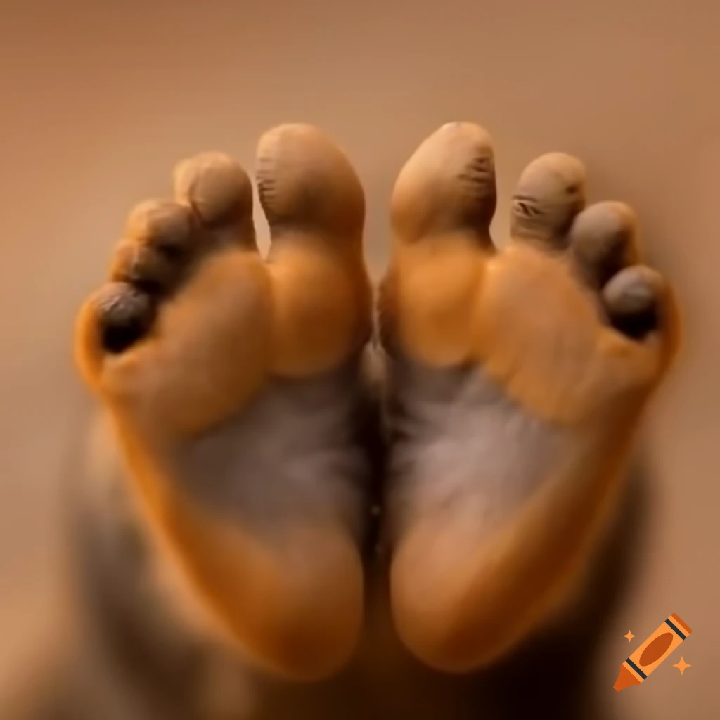 Close-up of brown spotted dog feet from Chase in Paw Patrol