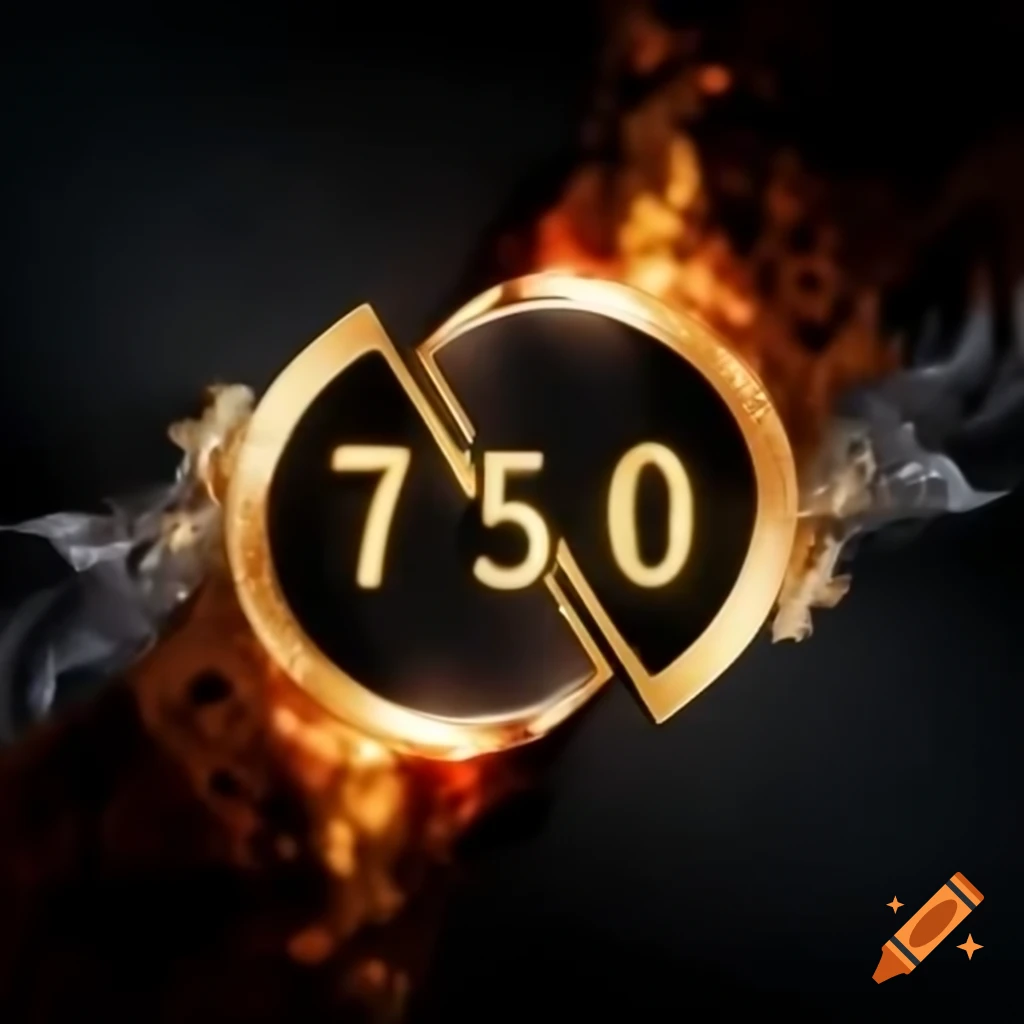 Two circular golden frames with vs on dark background with fire