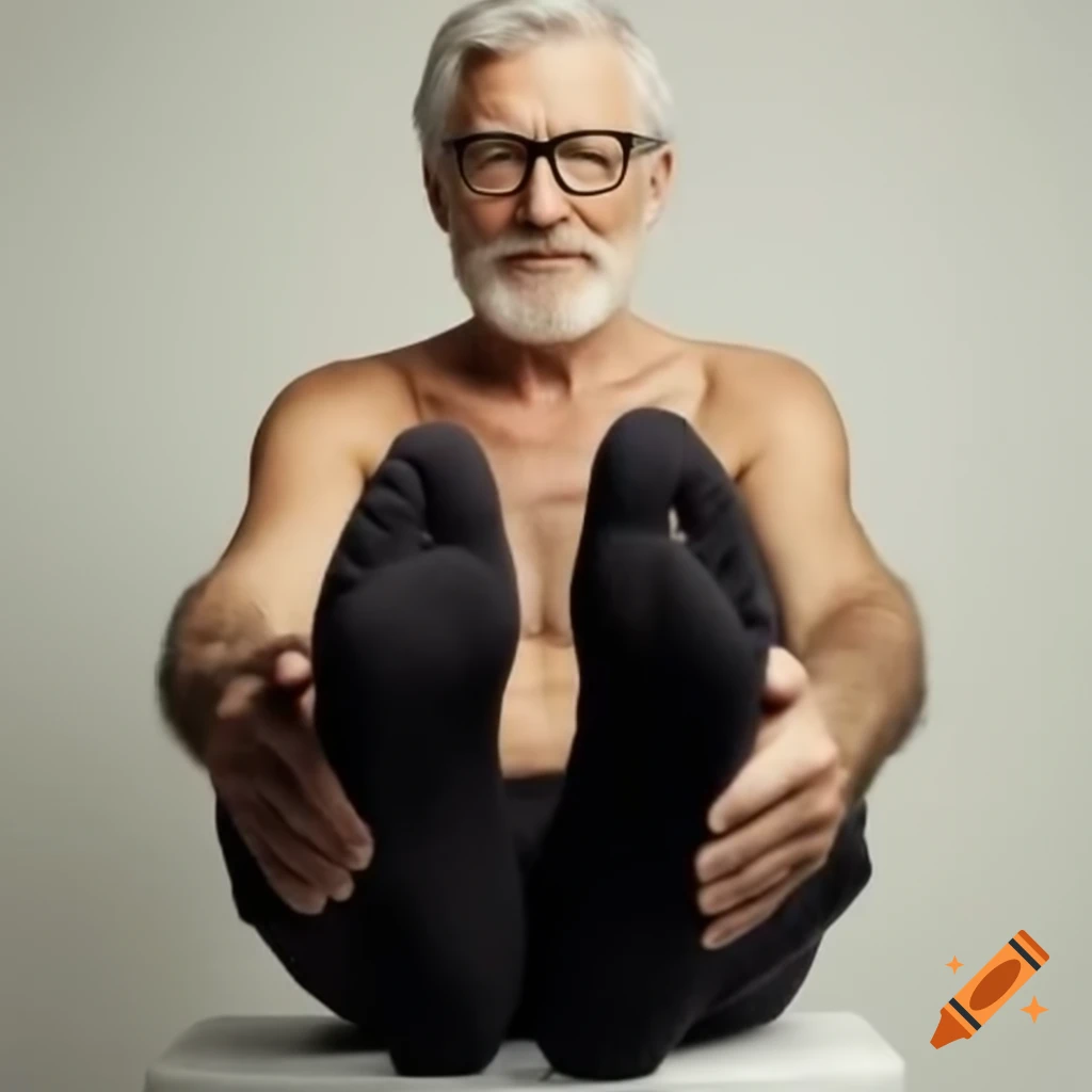 Mature man wearing black socks