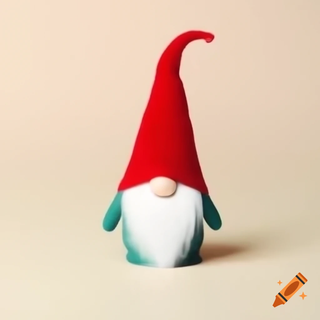 Basic Christmas gnome with red hat and white hair on blank background