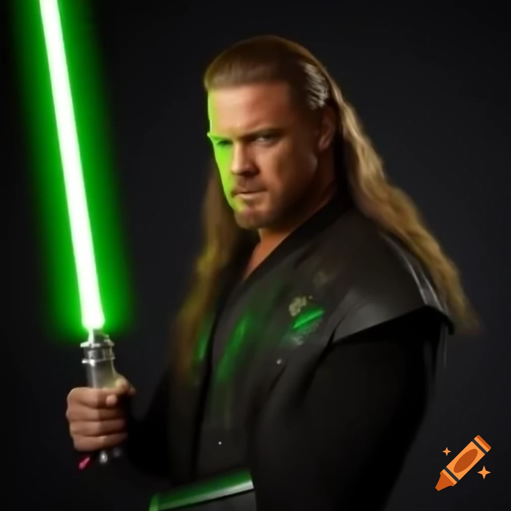Chris Jericho wielding green lightsaber