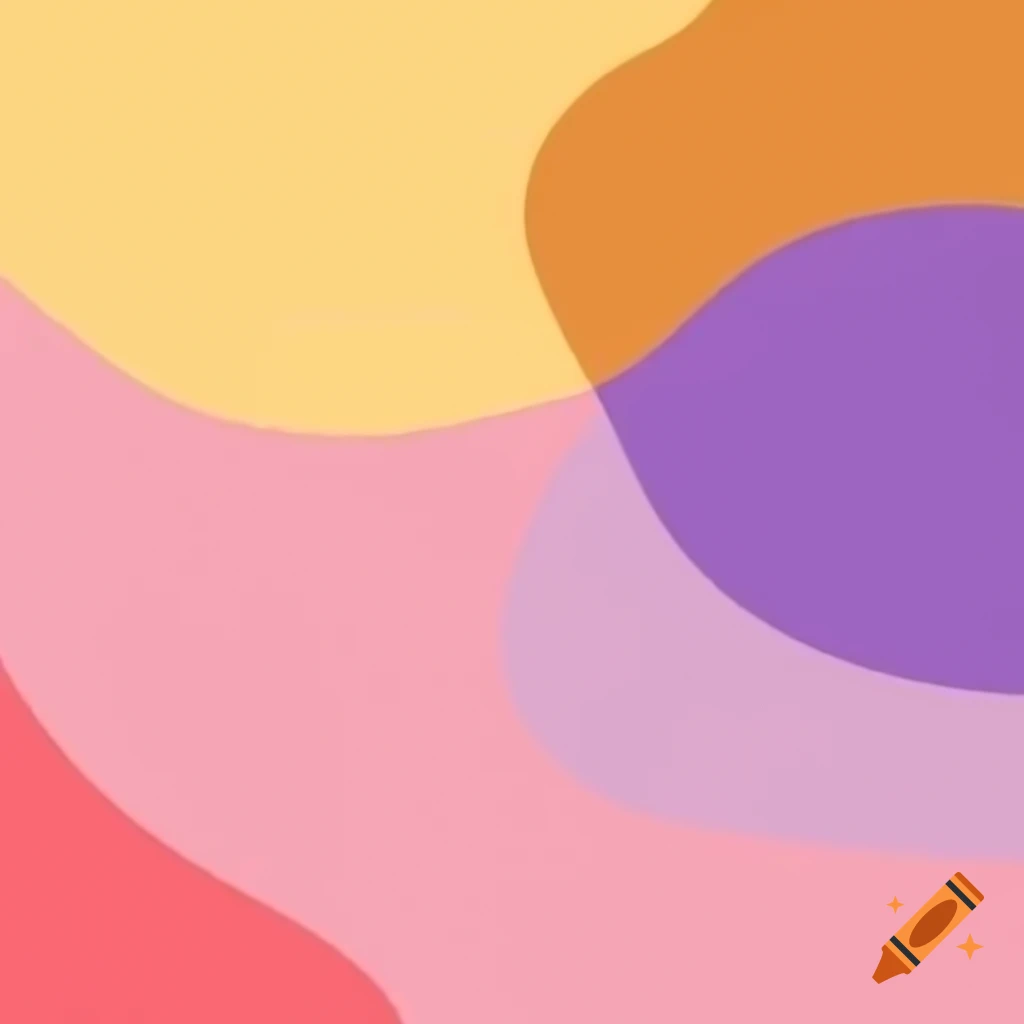 Abstract painting featuring pink, yellow, lavender, orange, and blue colors