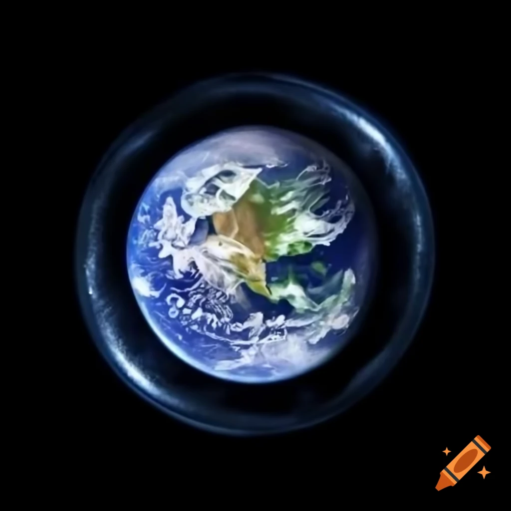 Earth and moon inside a transparent bubble