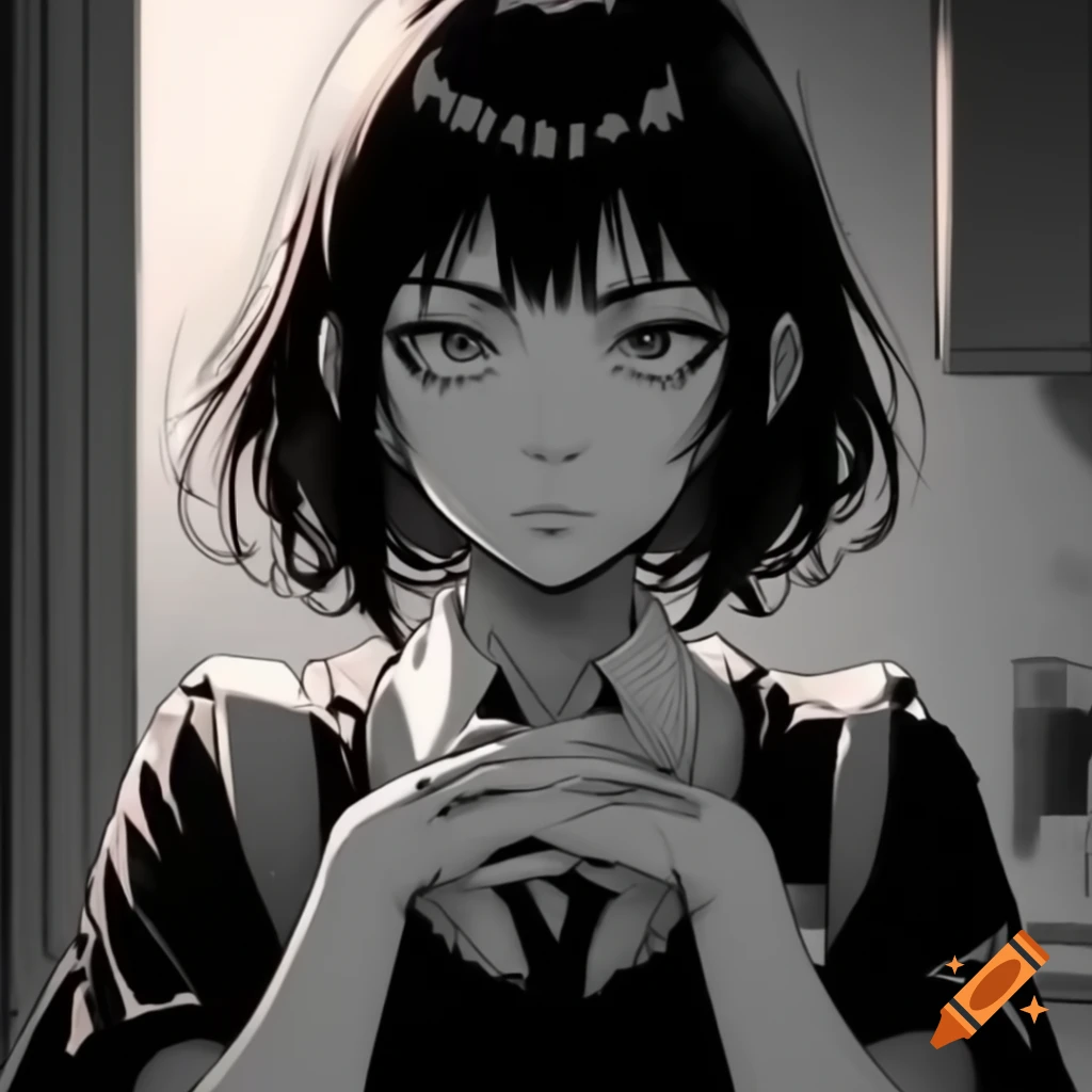 Confident manga woman in school uniform with crossed arms and smirk