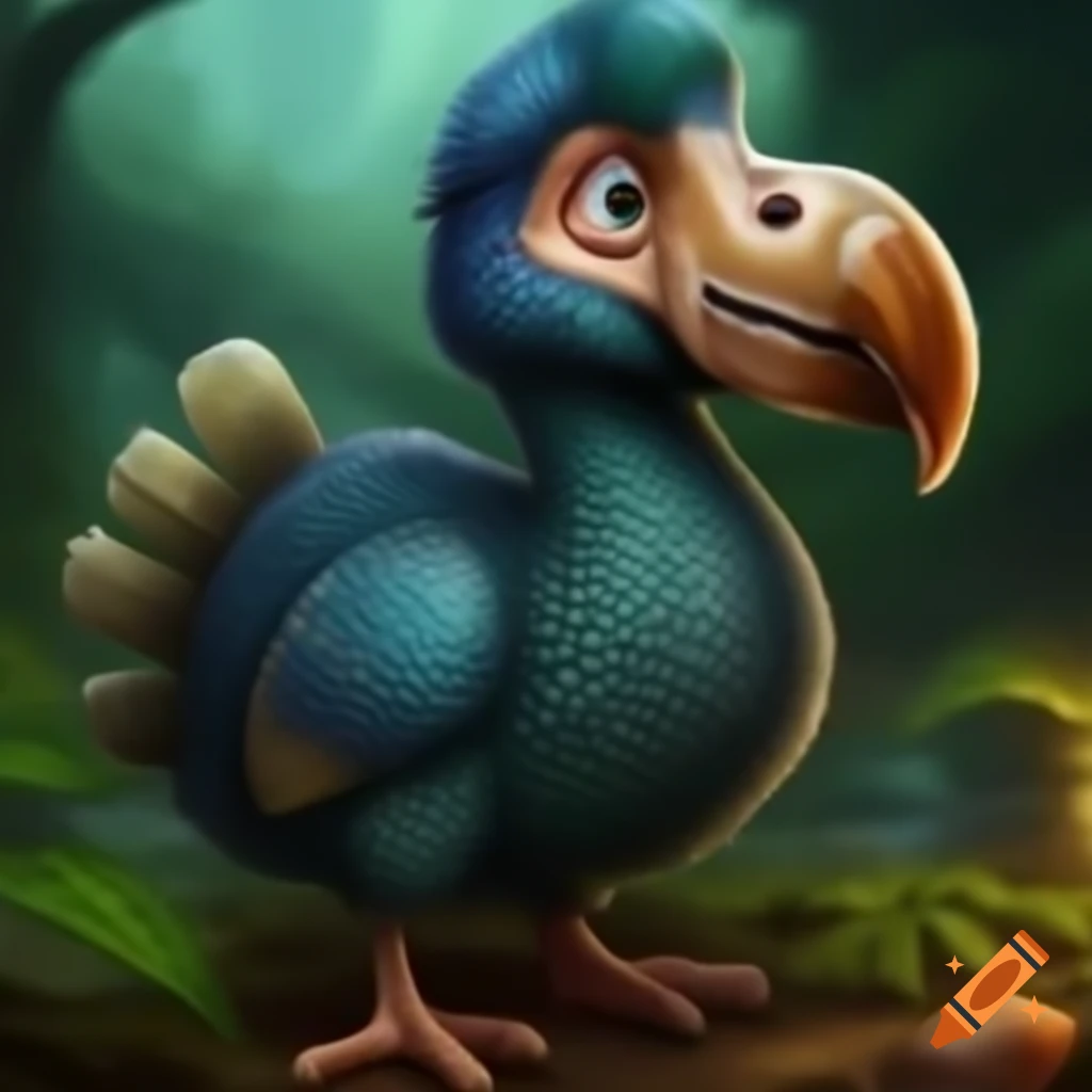 Imaginary scene of dodo birds in a whimsical battle