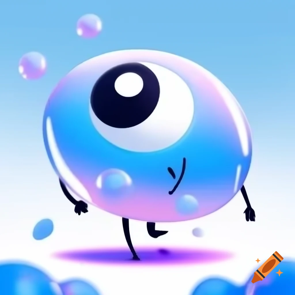 Whimsical cartoon bird with gradient colors from blue to cyan
