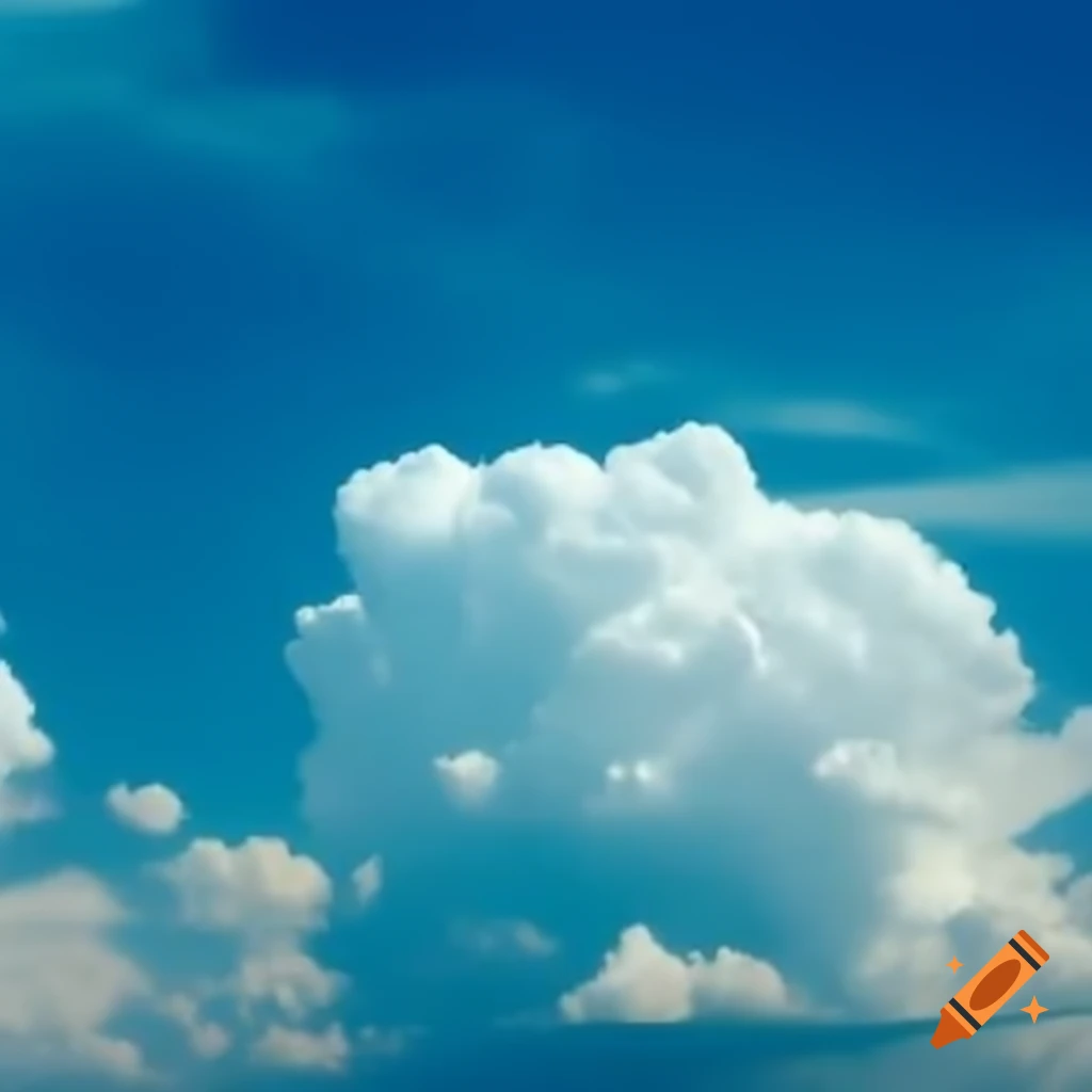 Liminal blue sky with perfect white clouds in retro 2000s style
