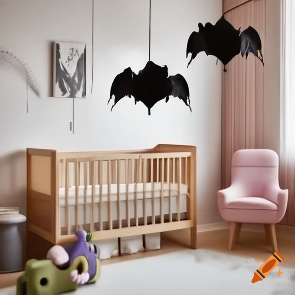 Gothic style nursery with abstract toys and lamps inspired by Hieronymus Bosch