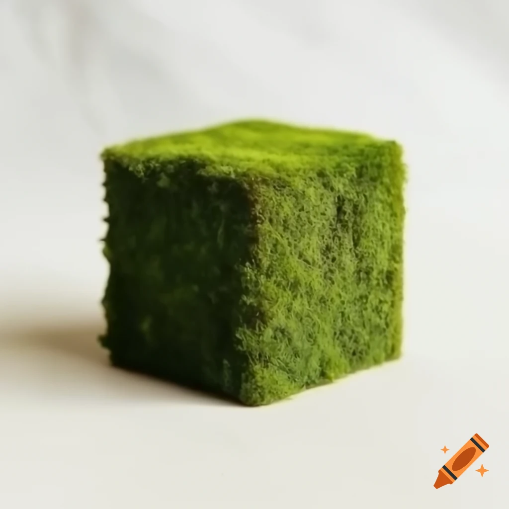 Moss cube on white background