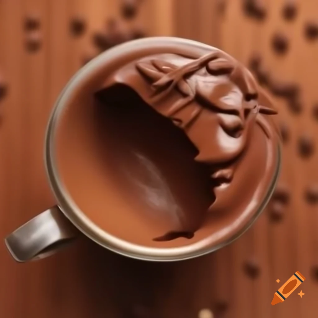Giant cup falling into chocolate