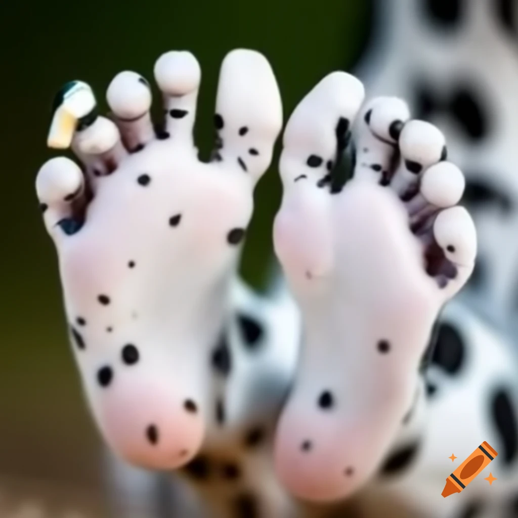 Close up of Dalmatian paw with white spots, featuring Marshall from Paw Patrol