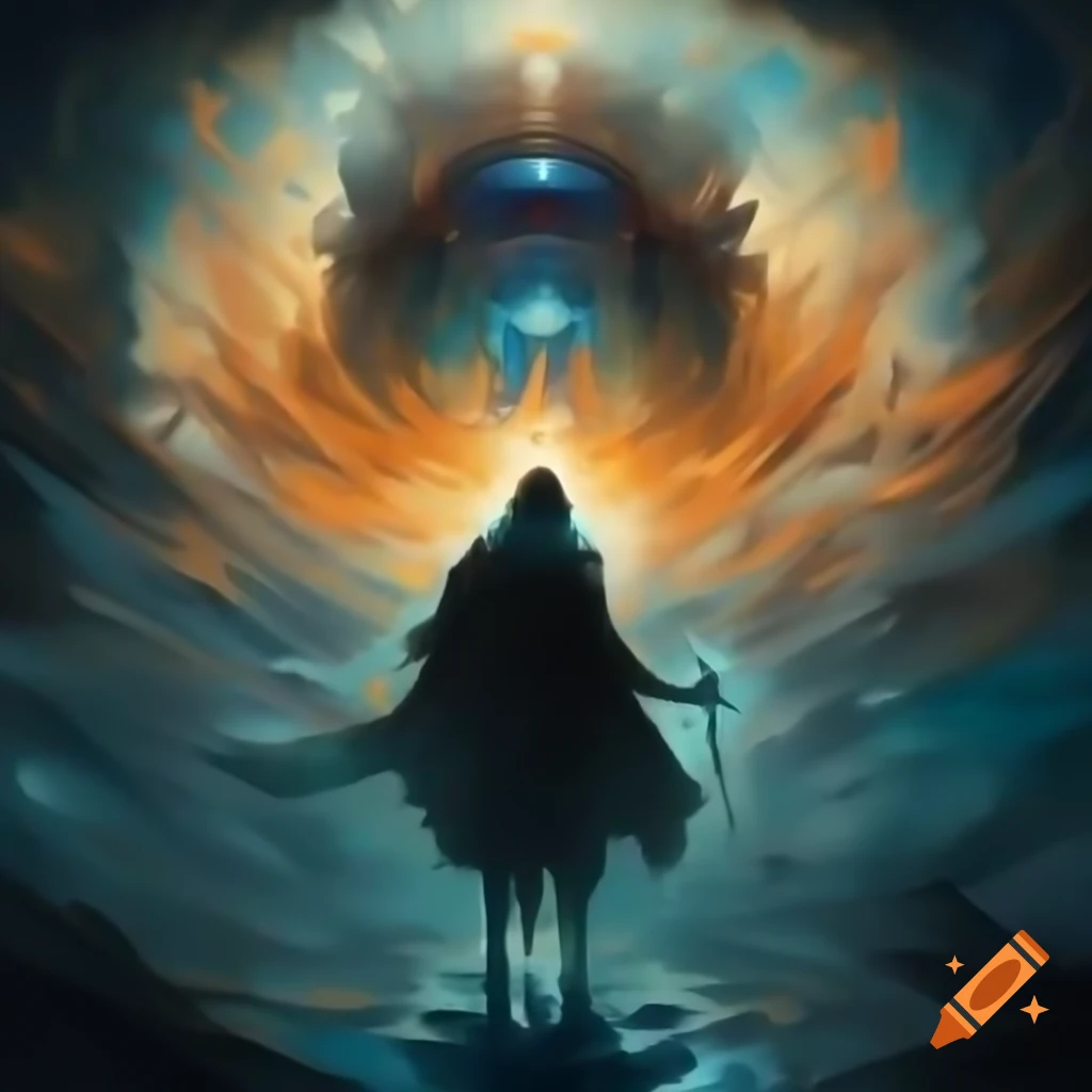 Abstract representation of multiple futures and enemies surrounding