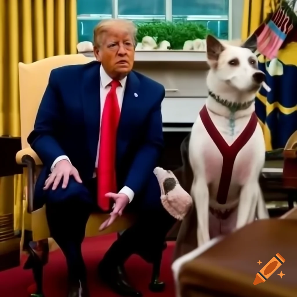 Political satire ad campaign featuring Donald Trump and dog food concept