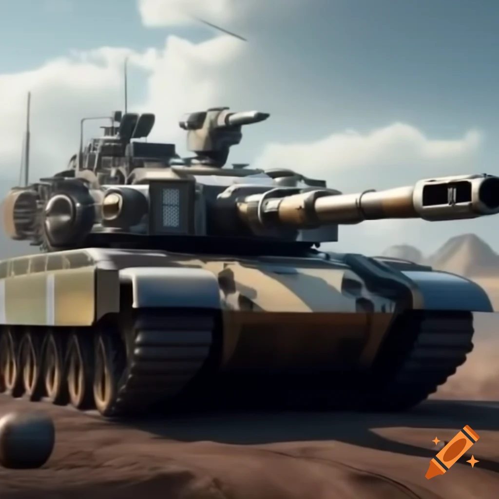 Futuristic tank featuring dual barrels and machine gun