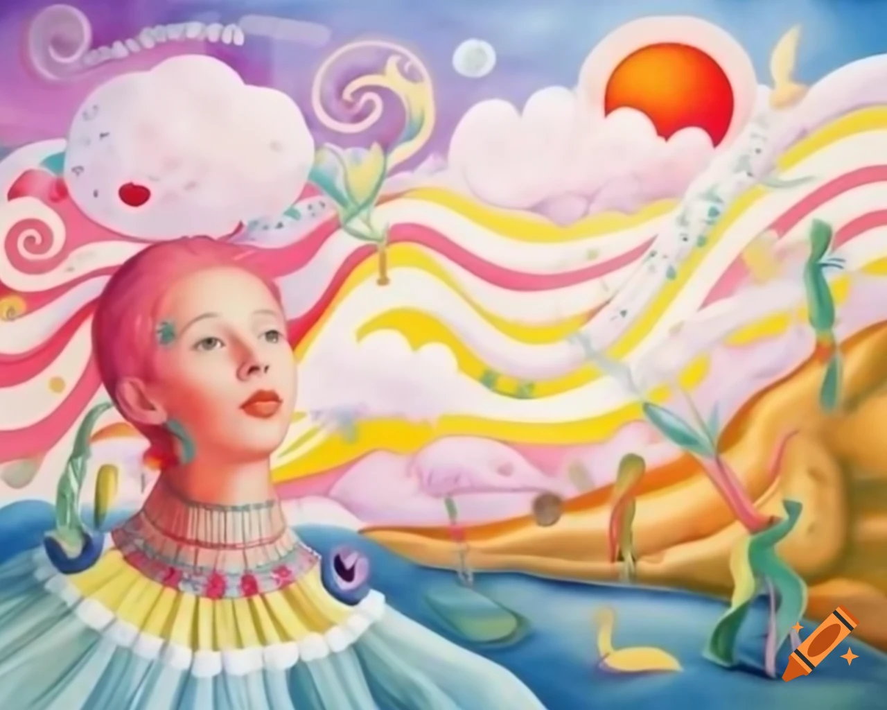Surreal watercolor illustration inspired by Greg Rutkowski