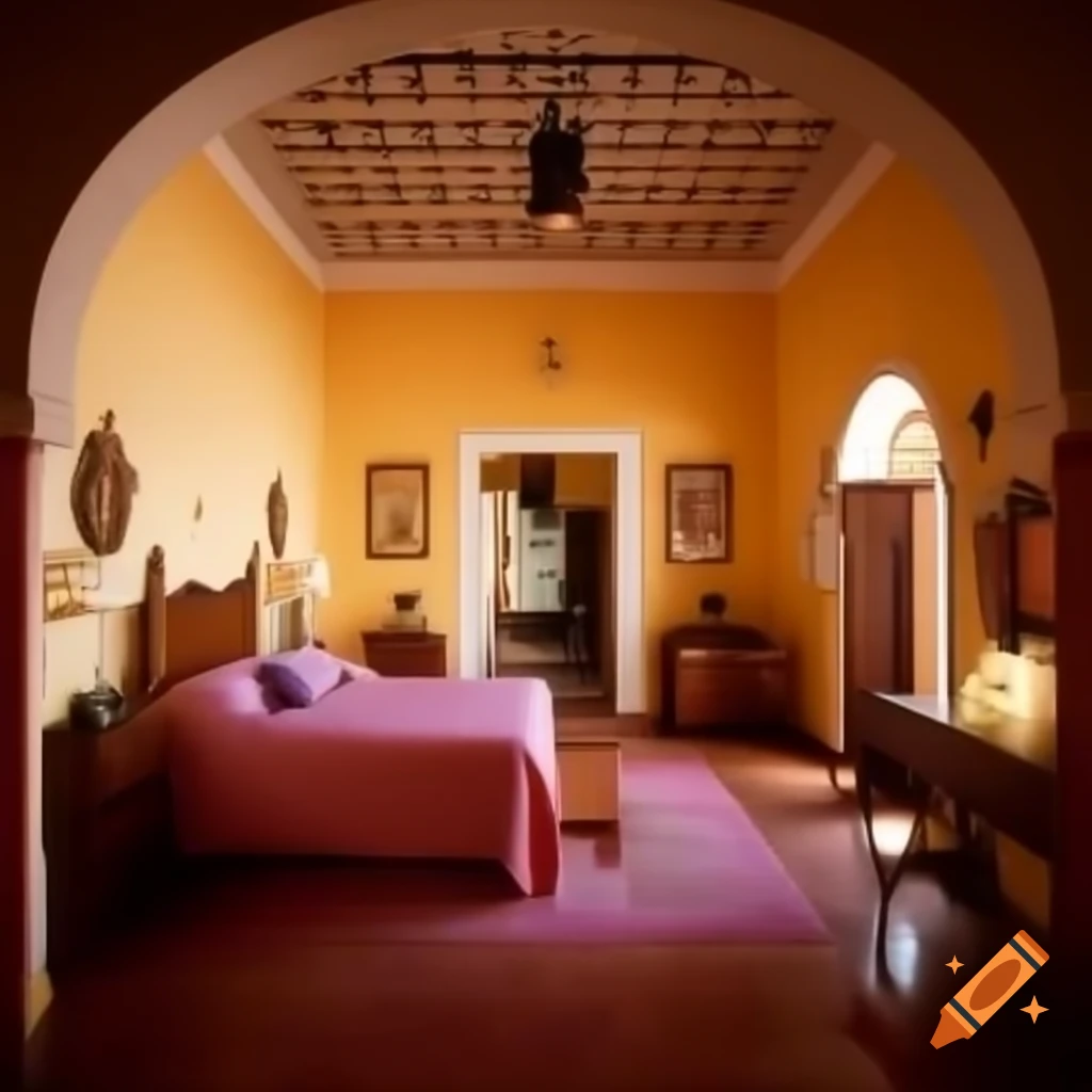 Cozy interior of a Mexican bedroom showcasing vibrant decor